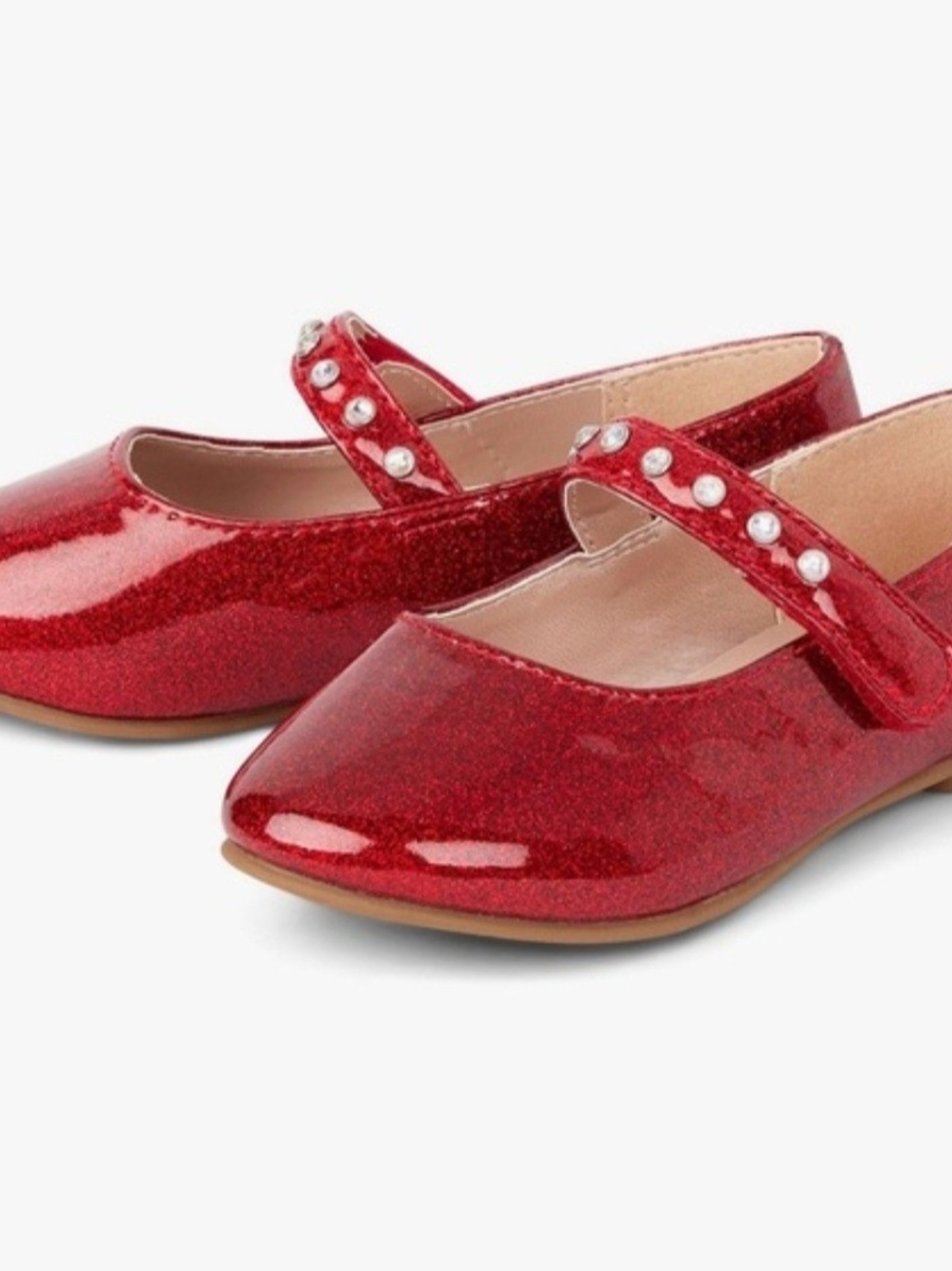 The Children's Place Red Glitter Mary Jane Shoes with Pearl Strap